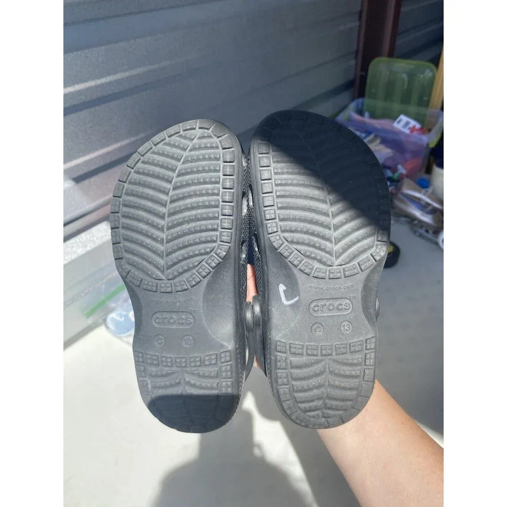 Crocs Baya Clog Kids Size C13 Black Slip On Water Shoes Sandals with Charms
